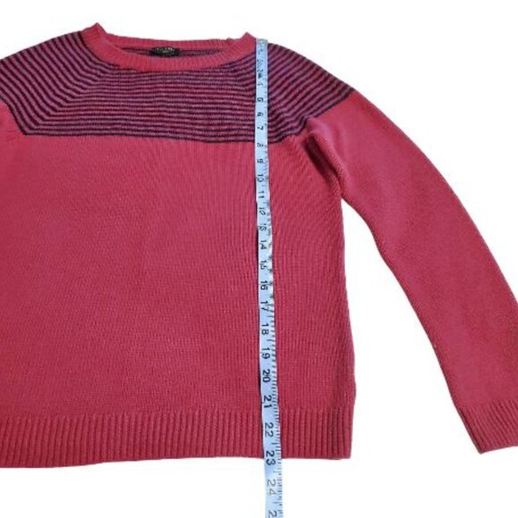 Talbots Pink and Navy Striped Lambs wool Sweater Size MP - Picture 7 of 7